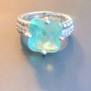 Sterling Silver Ring, size 6, Aquamarine, nicely made with great detail.